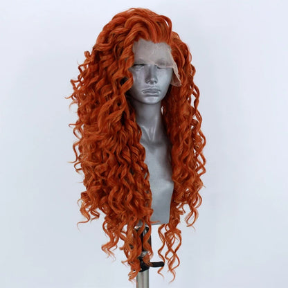 European And American Wig Female Hand Woven Front Lace Chemical Fiber Long Curly Hair Wig Cover