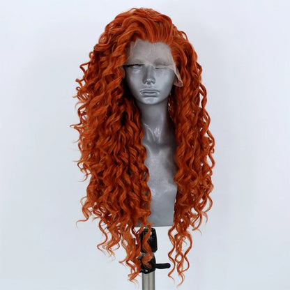 European And American Wig Female Hand Woven Front Lace Chemical Fiber Long Curly Hair Wig Cover