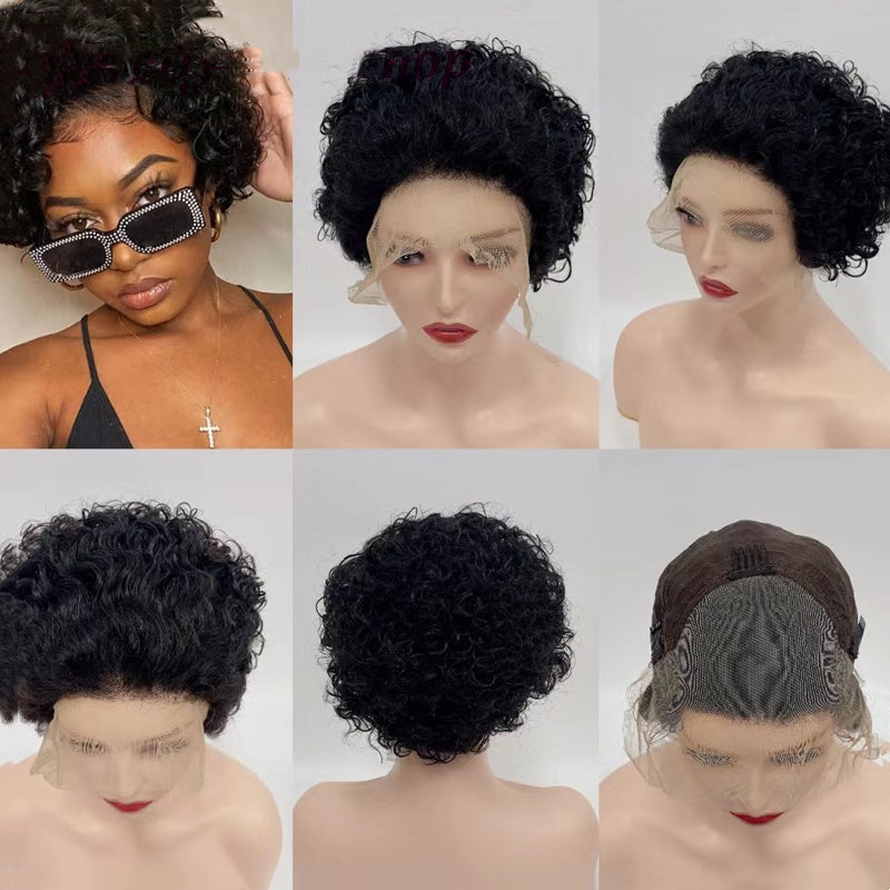 Short Pixie Wigs Human Hair Curly