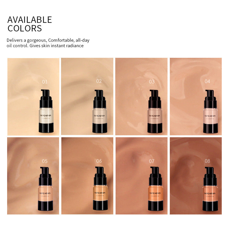 HANDAIYAN Full Cover Foundation Waterproof Moisturizer fond de teint couvrant Face Liquid Foundation Base Makeup for Dark Skin