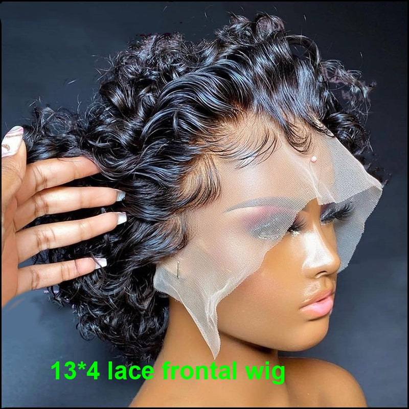 Short Pixie Wigs Human Hair Curly